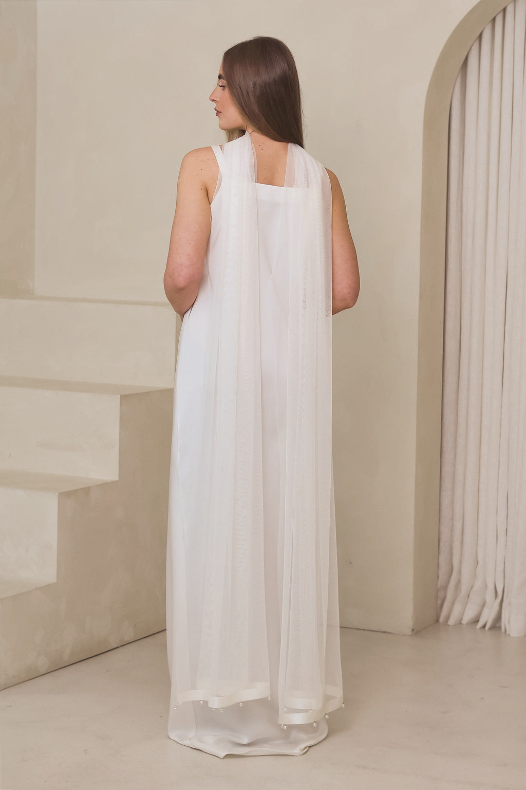 Aphrodite Loves Ares Ivory Tulle Scarf