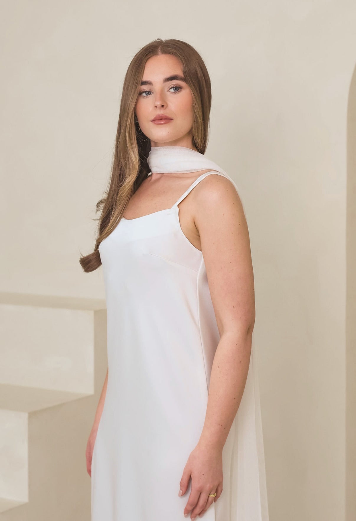 Aphrodite Loves Ares Ivory Tulle Scarf